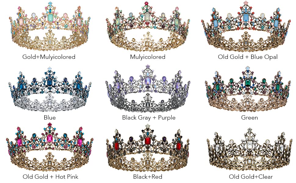 Urban Thread Queen Crown for Women - Baroque Wedding Tiaras and Crowns, Jeweled Tiara Crown, Prom Birthday Halloween Hair Accessories