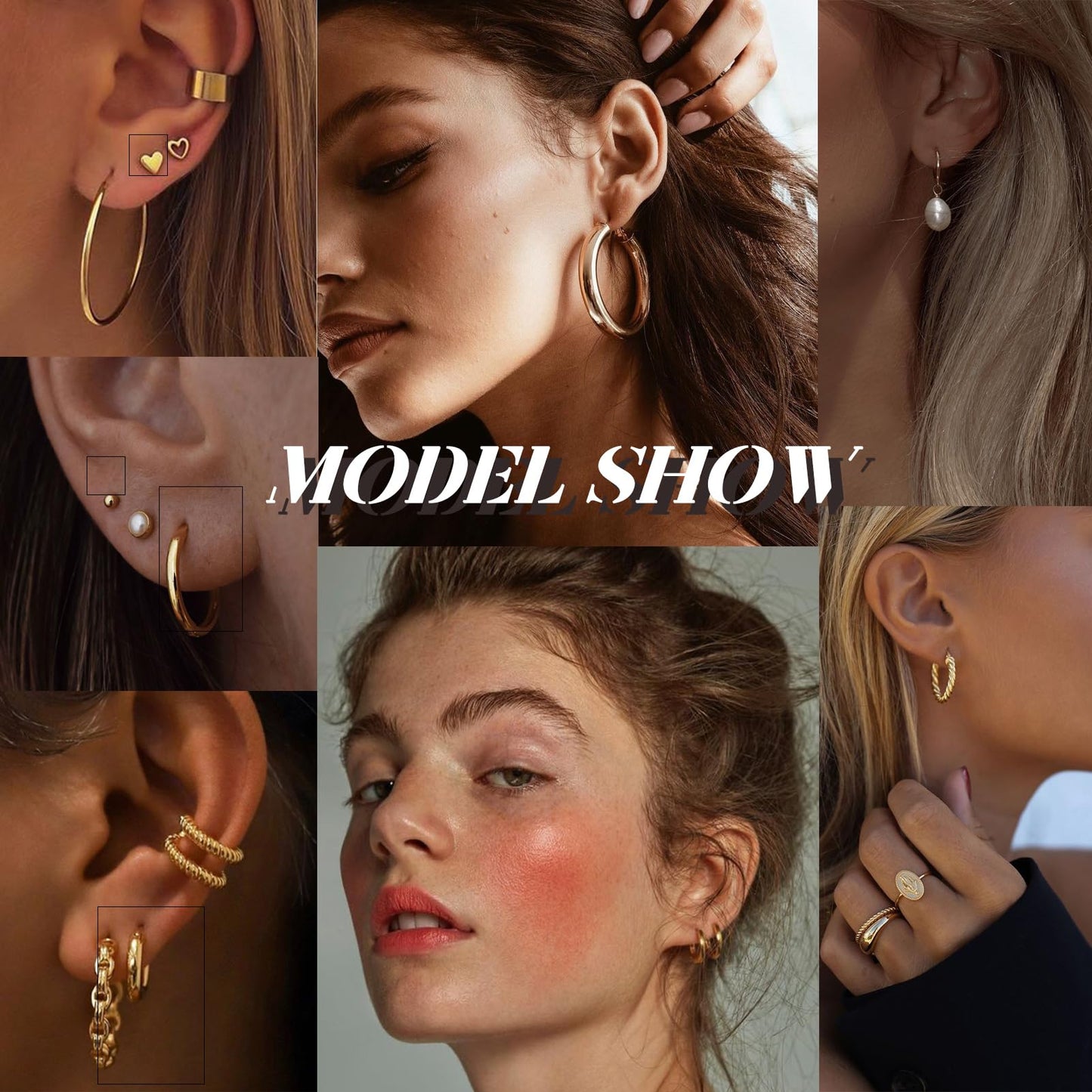 42 Pairs Gold Hoop Earrings Set for Women, Fashion Chunky Pearl Earrings Multipack Twisted Statement Earring Pack, Hypoallergenic Small Big Hoops Earrings for Birthday Party