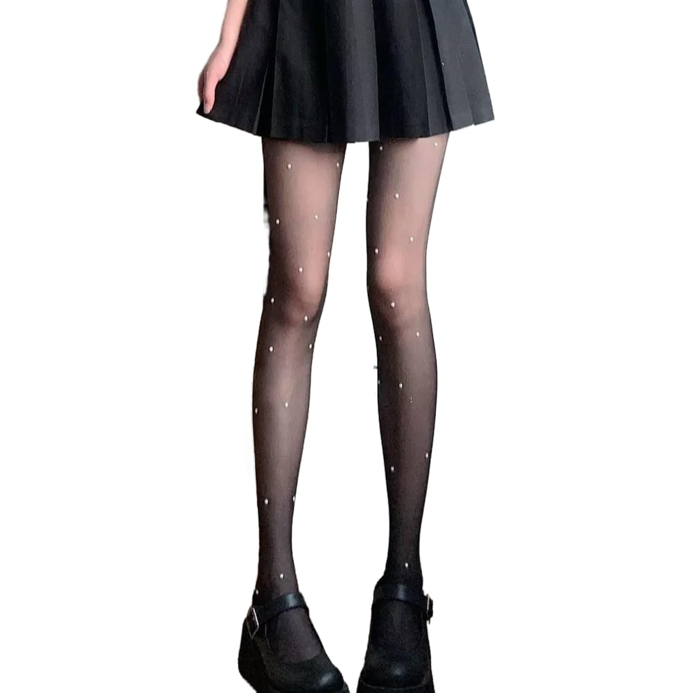 Women's Fishnet Stockings Sparkly Rhinestone Tights Black Glitter Fishnets