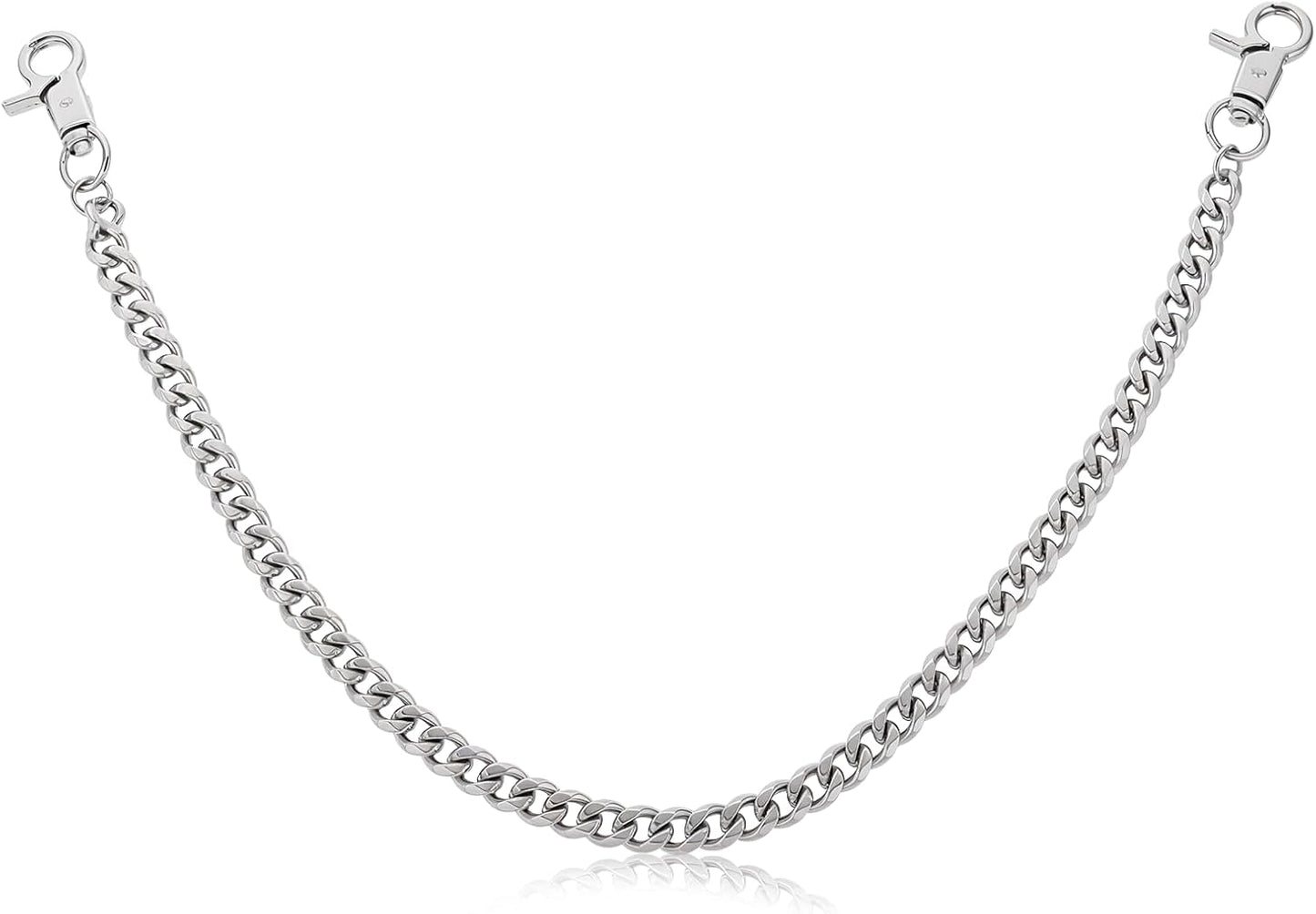 Pocket Chain, Heavy Duty Pants Chain, Punk Hip Hop Goth Wallet Chains with Lobster Clasps for Women Men Clothing Accessories(Silver, 20.08 x 0.39inch)