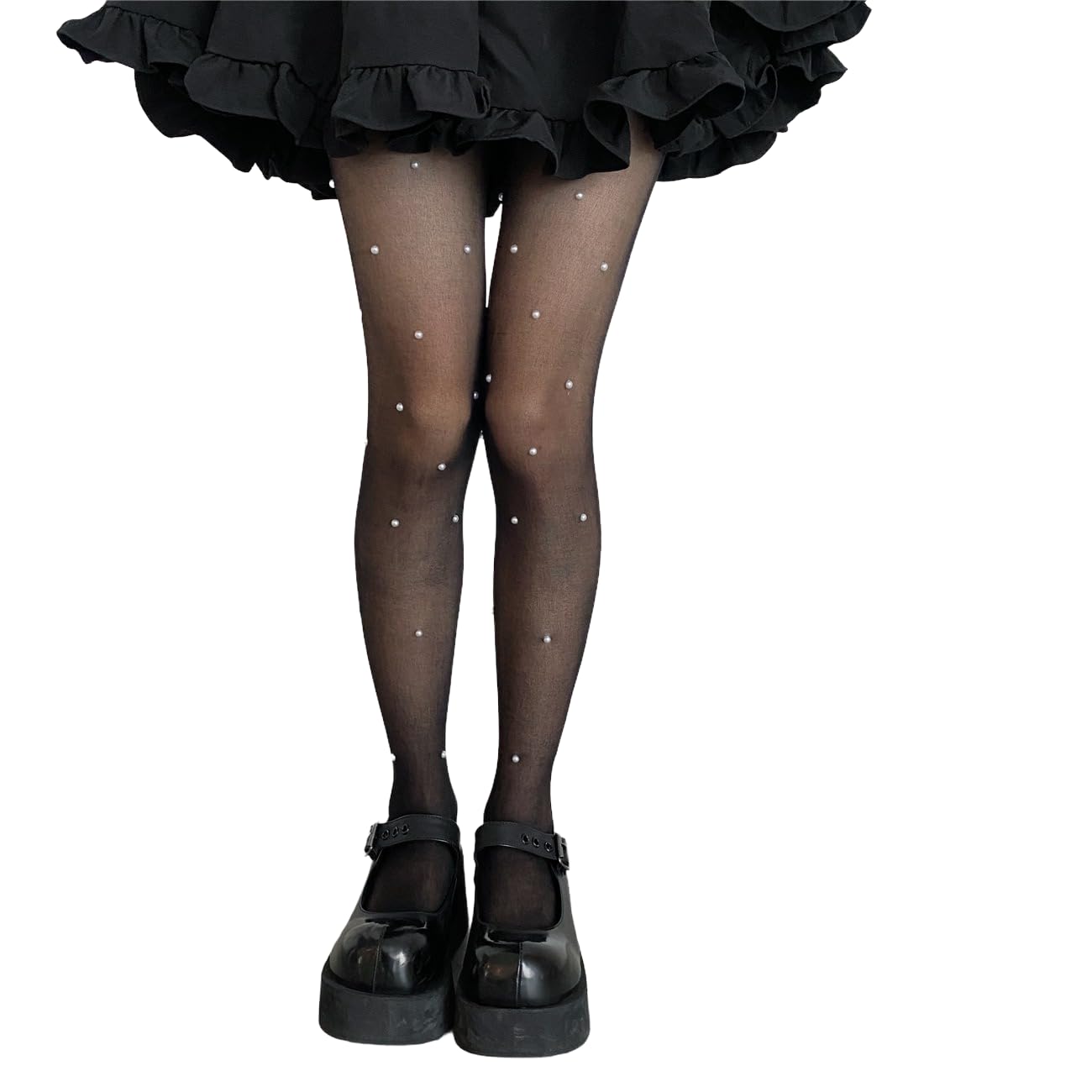 Women's Fishnet Stockings Sparkly Rhinestone Tights Black Glitter Fishnets