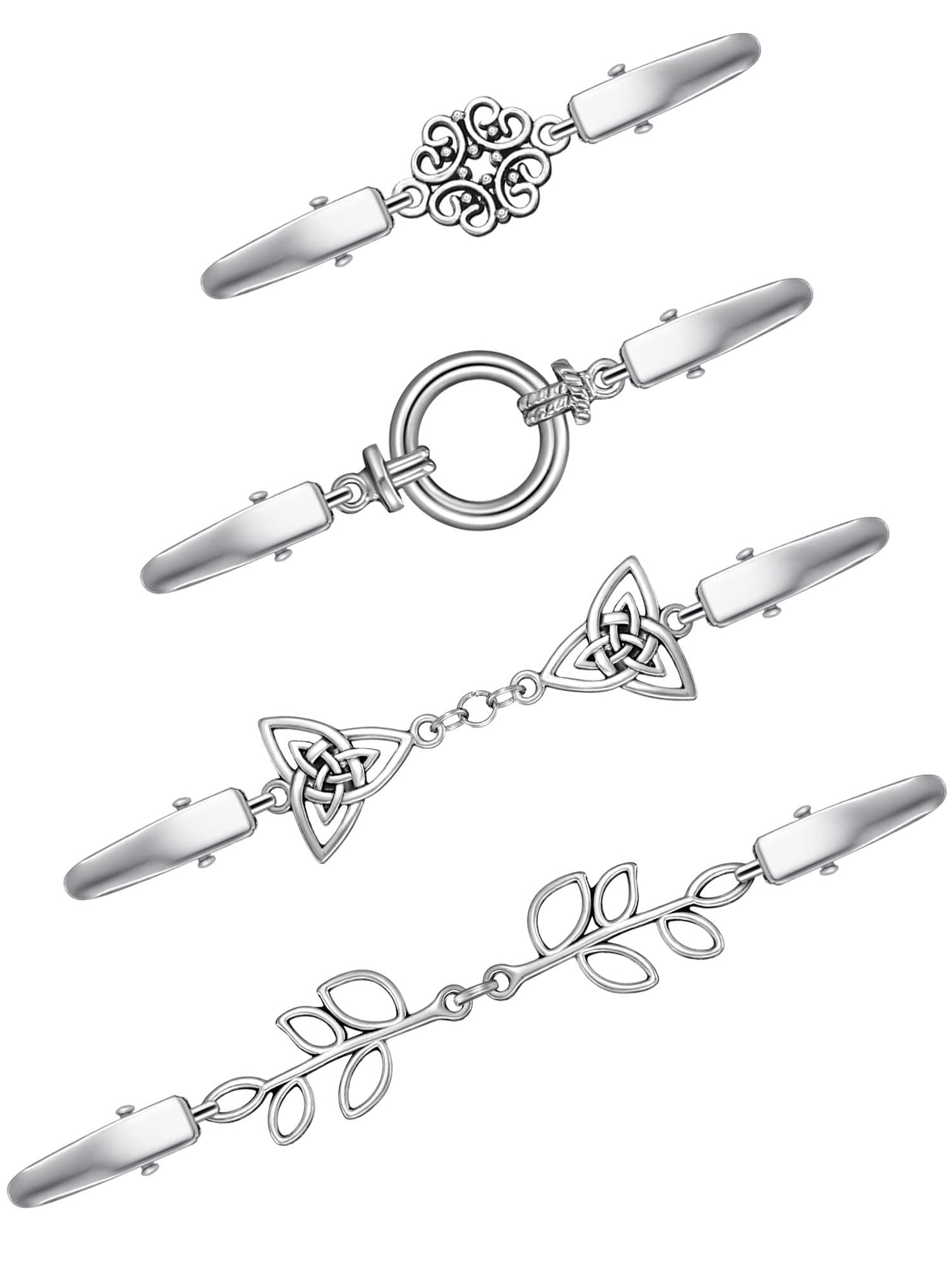 4 Pieces Vintage Sweater Shawl Clips Retro Cardigan Collar Dress Shirt Brooch Clips for Women Wearing, 4 Styles