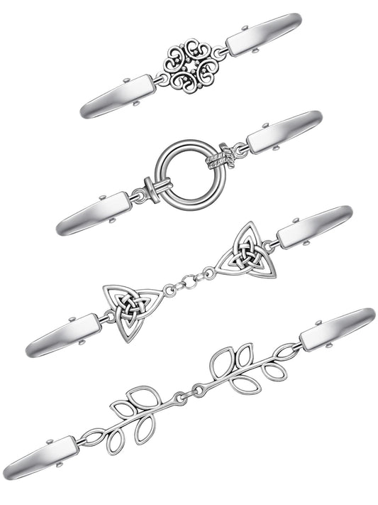 4 Pieces Vintage Sweater Shawl Clips Retro Cardigan Collar Dress Shirt Brooch Clips for Women Wearing, 4 Styles