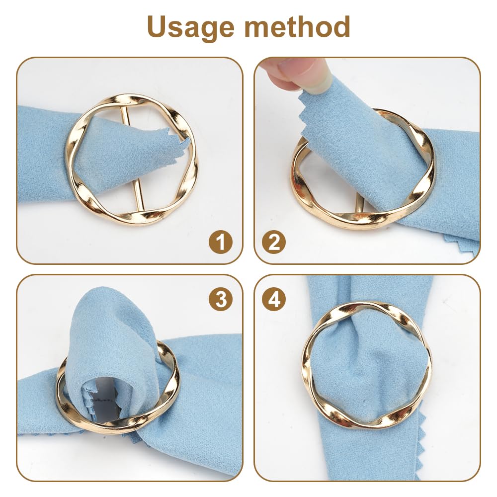 4PCS Scarf Ring Clip -T-shirt Ties Clips Clothes Corner Knotted Button for Women Fashion Metal Round Circle Shirt Clip Buckle