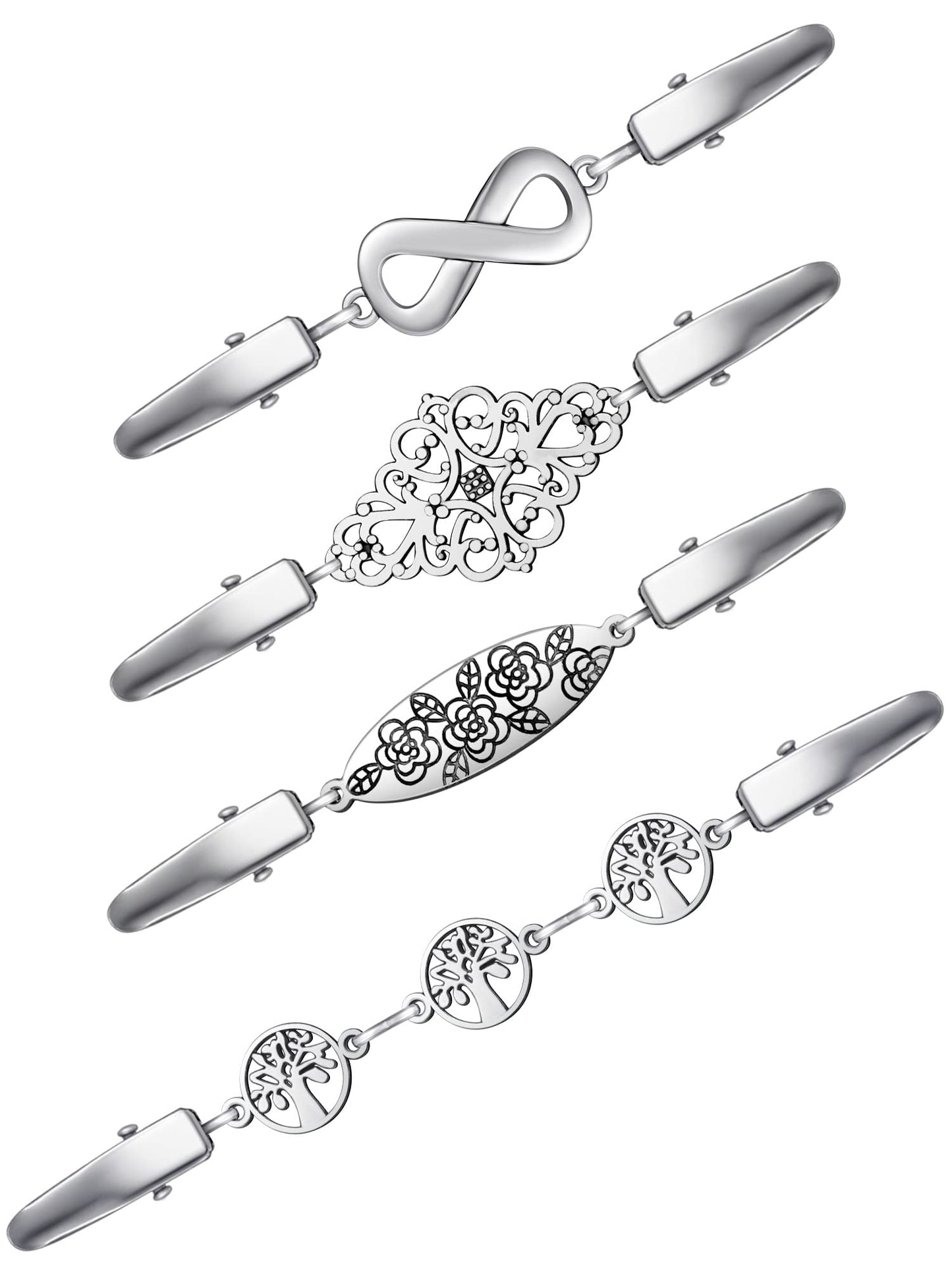 4 Pieces Vintage Sweater Shawl Clips Retro Cardigan Collar Dress Shirt Brooch Clips for Women Wearing, 4 Styles