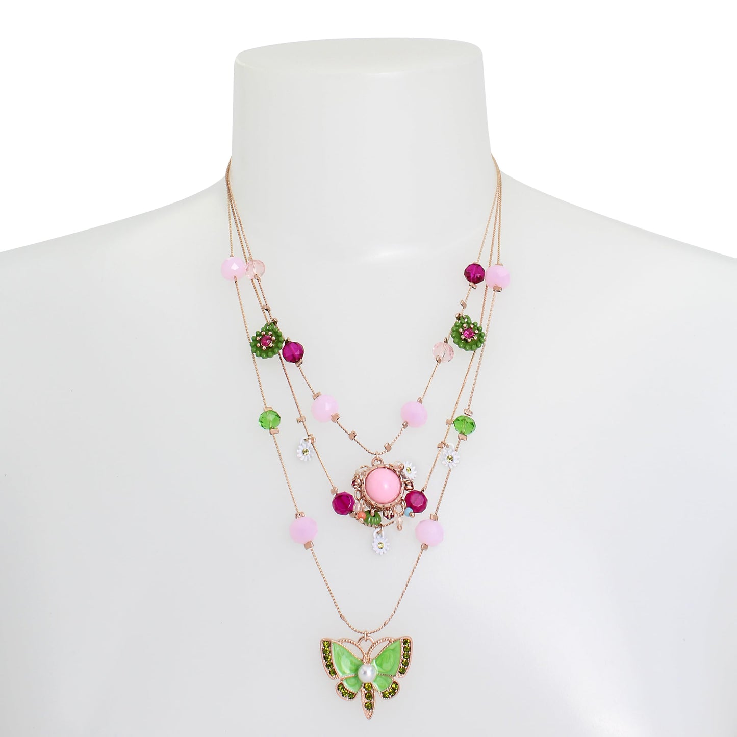 Urban Thread Womens Butterfly Charms Layered Necklace