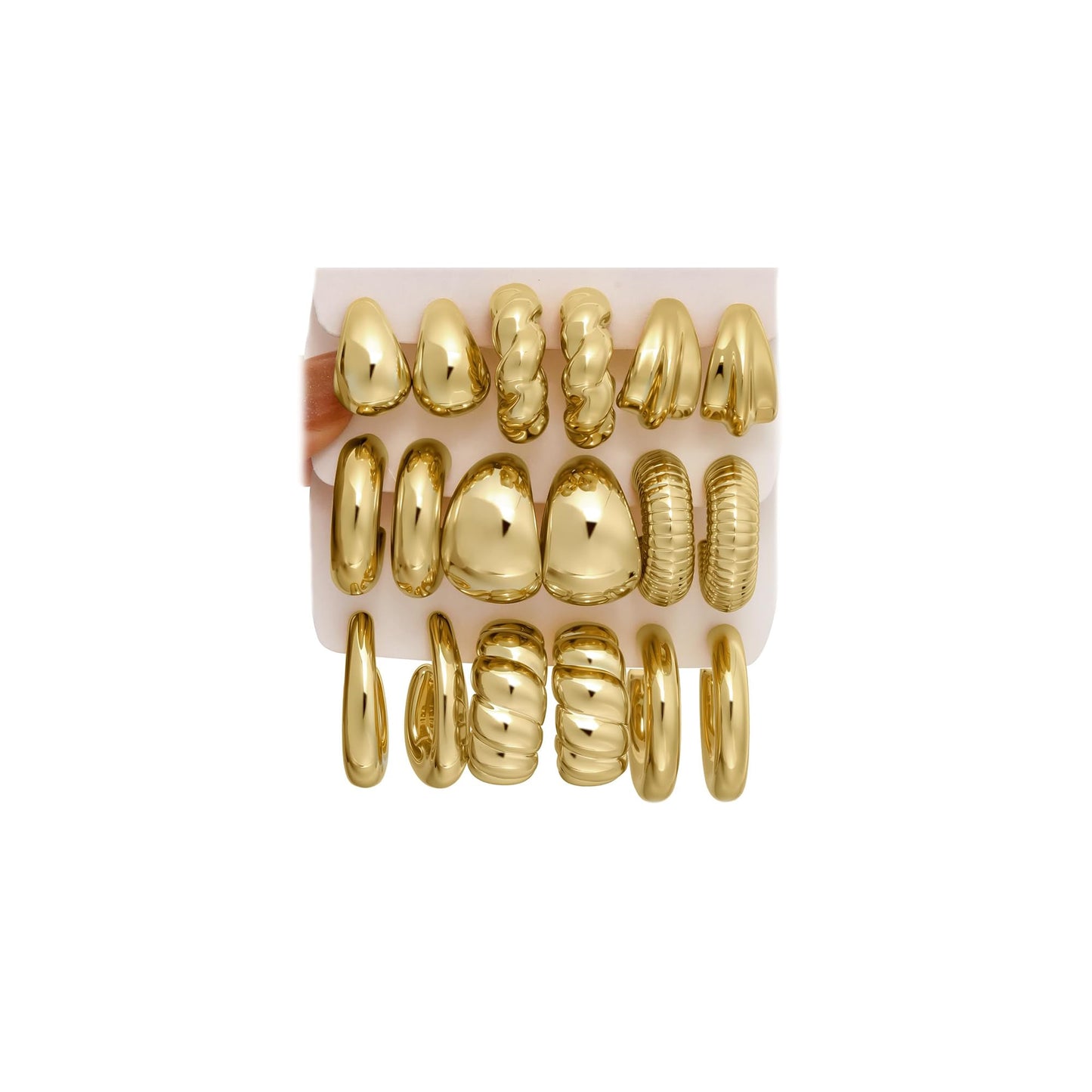 42 Pairs Gold Hoop Earrings Set for Women, Fashion Chunky Pearl Earrings Multipack Twisted Statement Earring Pack, Hypoallergenic Small Big Hoops Earrings for Birthday Party