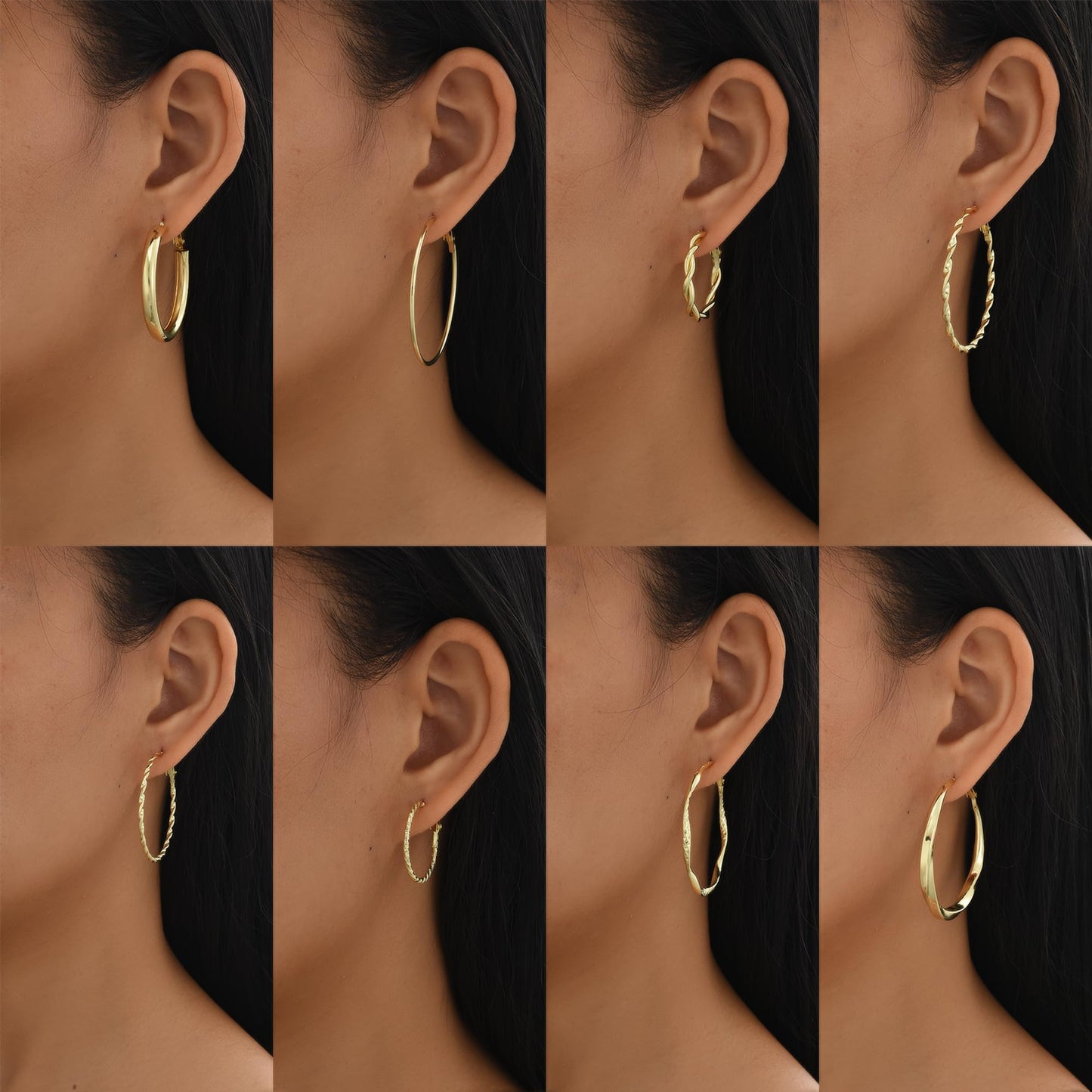 42 Pairs Gold Hoop Earrings Set for Women, Fashion Chunky Pearl Earrings Multipack Twisted Statement Earring Pack, Hypoallergenic Small Big Hoops Earrings for Birthday Party