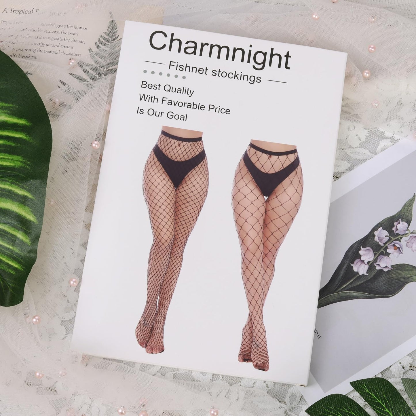 Charmnight Womens High Waist Tights Fishnet Stockings Thigh High Pantyhose