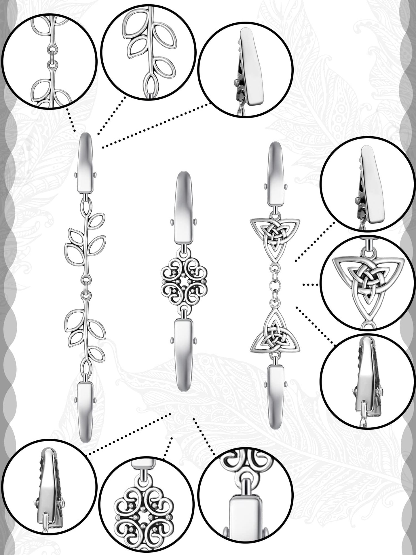 4 Pieces Vintage Sweater Shawl Clips Retro Cardigan Collar Dress Shirt Brooch Clips for Women Wearing, 4 Styles