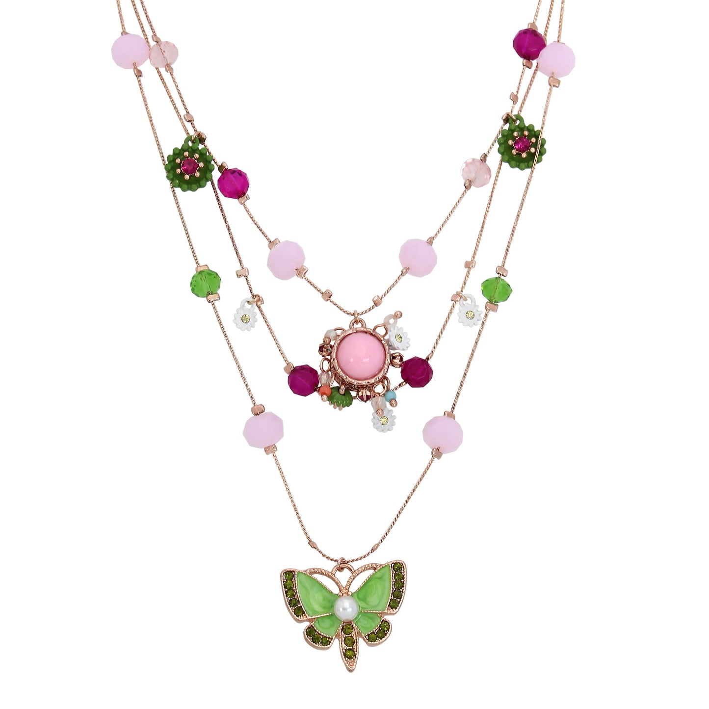 Urban Thread Womens Butterfly Charms Layered Necklace