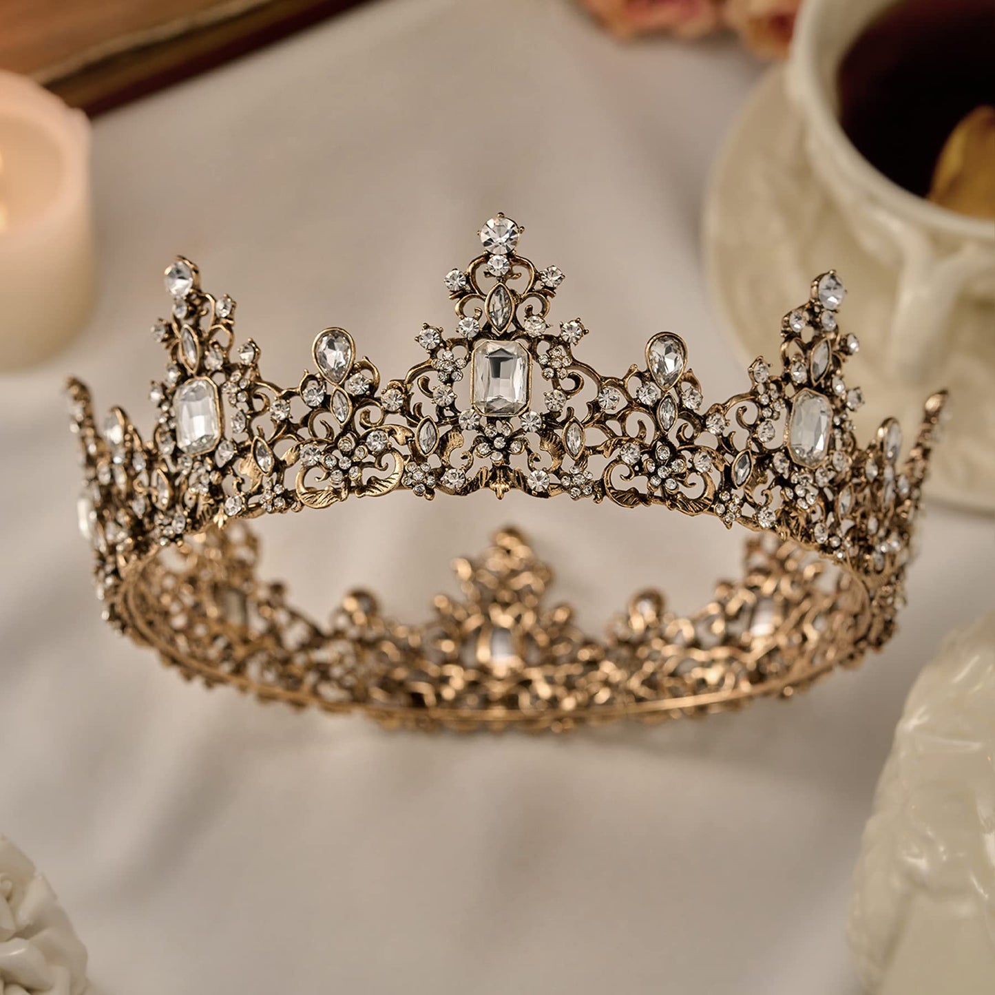 Urban Thread Queen Crown for Women - Baroque Wedding Tiaras and Crowns, Jeweled Tiara Crown, Prom Birthday Halloween Hair Accessories