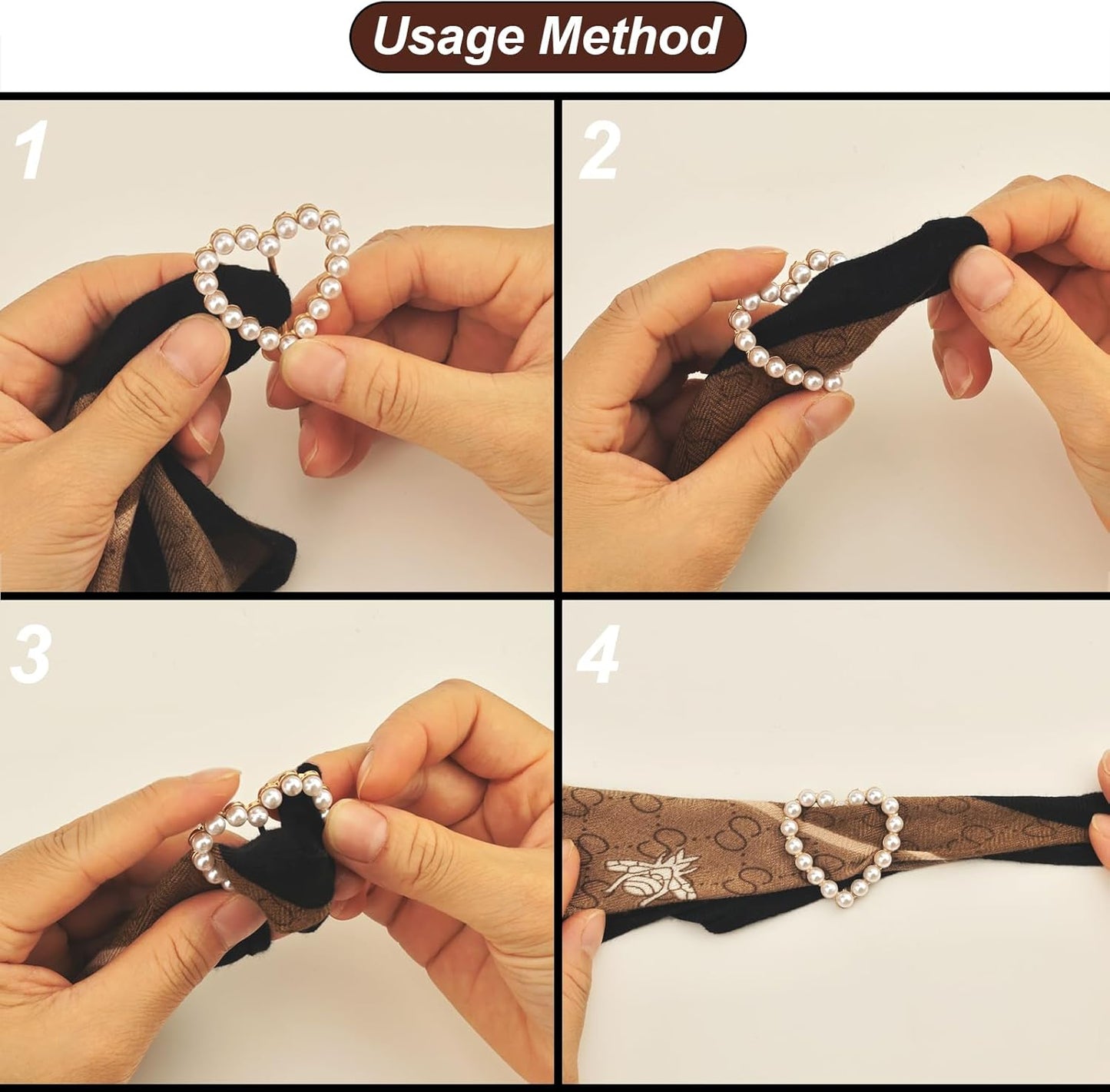 7PCS Premium Scarf Ring Clip, Cute T-Shirt Clips for Women Clothing, 4 Different Sized Shirt Ties Clips Waist Cinch Clip Buckle for Women Clothing Accessories, Gold/Silver/Black