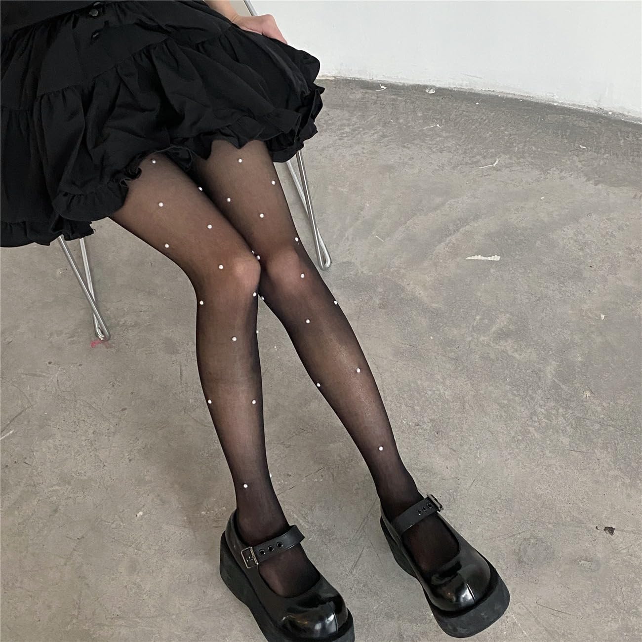 Women's Fishnet Stockings Sparkly Rhinestone Tights Black Glitter Fishnets