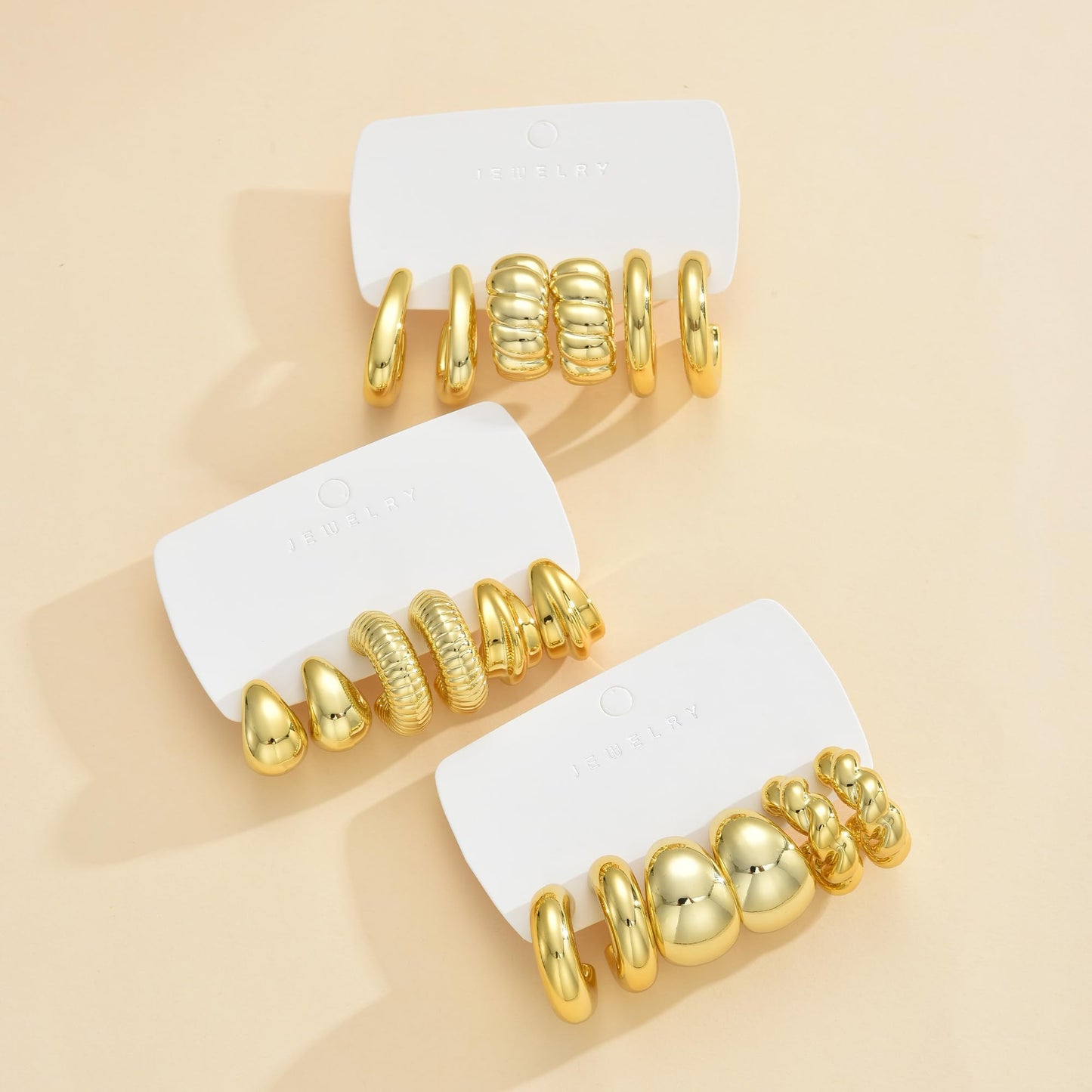 42 Pairs Gold Hoop Earrings Set for Women, Fashion Chunky Pearl Earrings Multipack Twisted Statement Earring Pack, Hypoallergenic Small Big Hoops Earrings for Birthday Party