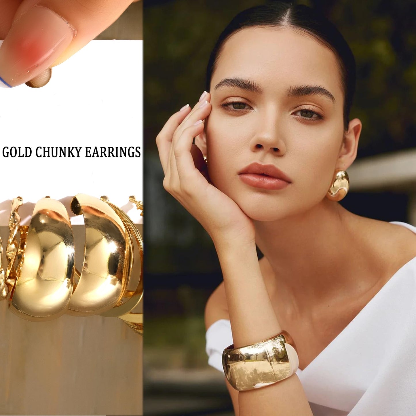 42 Pairs Gold Hoop Earrings Set for Women, Fashion Chunky Pearl Earrings Multipack Twisted Statement Earring Pack, Hypoallergenic Small Big Hoops Earrings for Birthday Party