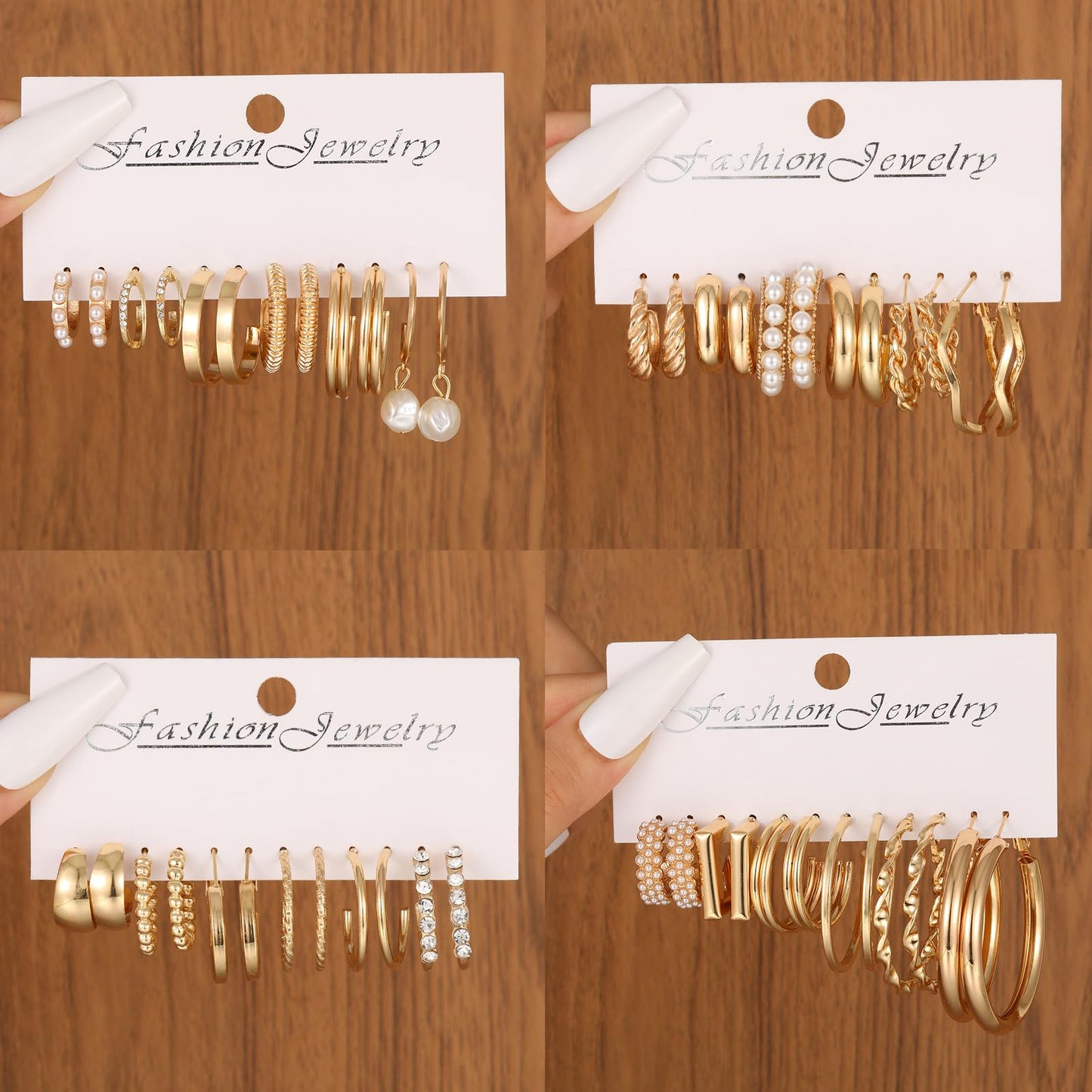 42 Pairs Gold Hoop Earrings Set for Women, Fashion Chunky Pearl Earrings Multipack Twisted Statement Earring Pack, Hypoallergenic Small Big Hoops Earrings for Birthday Party