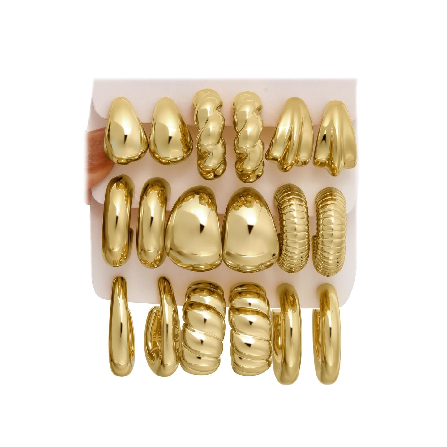 42 Pairs Gold Hoop Earrings Set for Women, Fashion Chunky Pearl Earrings Multipack Twisted Statement Earring Pack, Hypoallergenic Small Big Hoops Earrings for Birthday Party