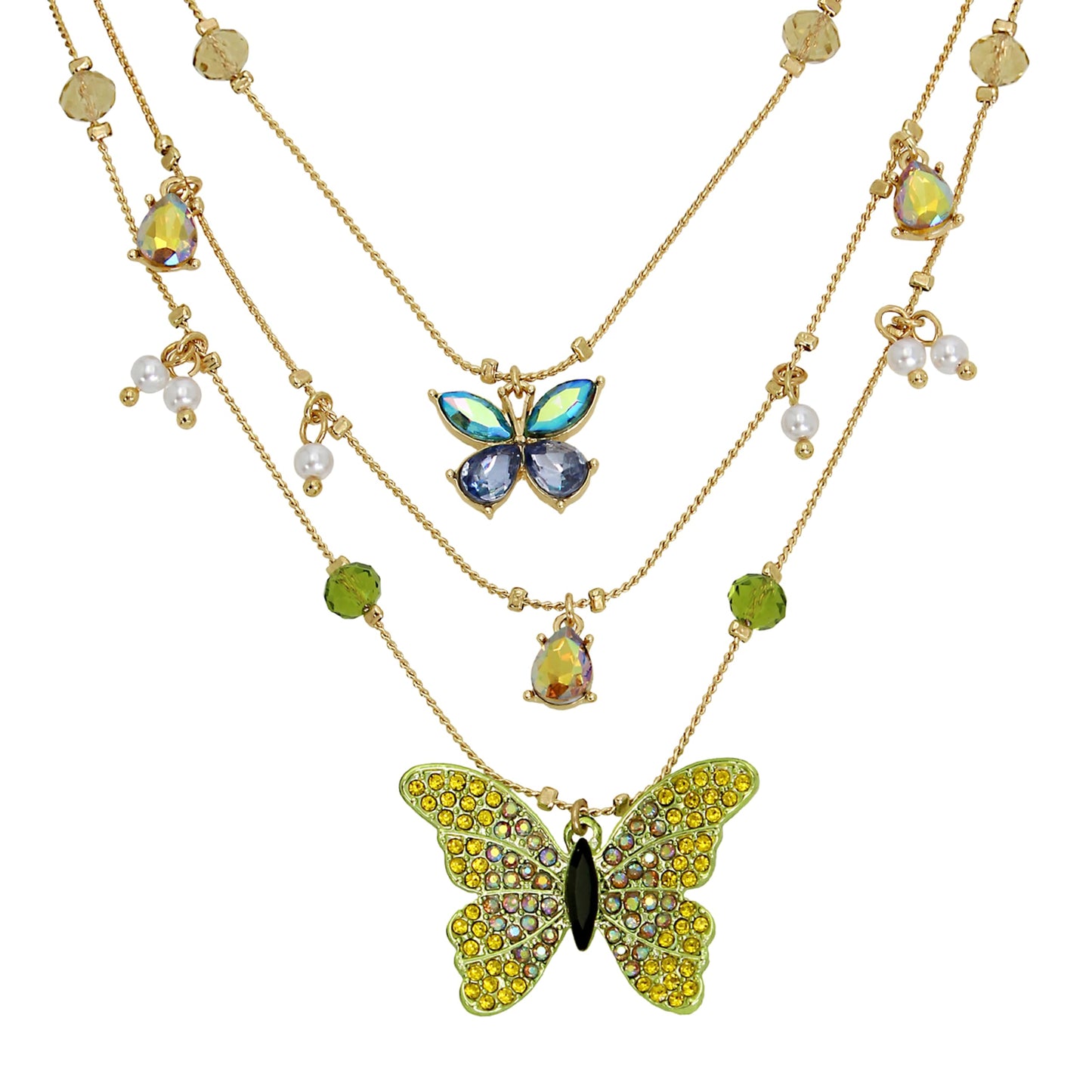 Urban Thread Womens Butterfly Charms Layered Necklace