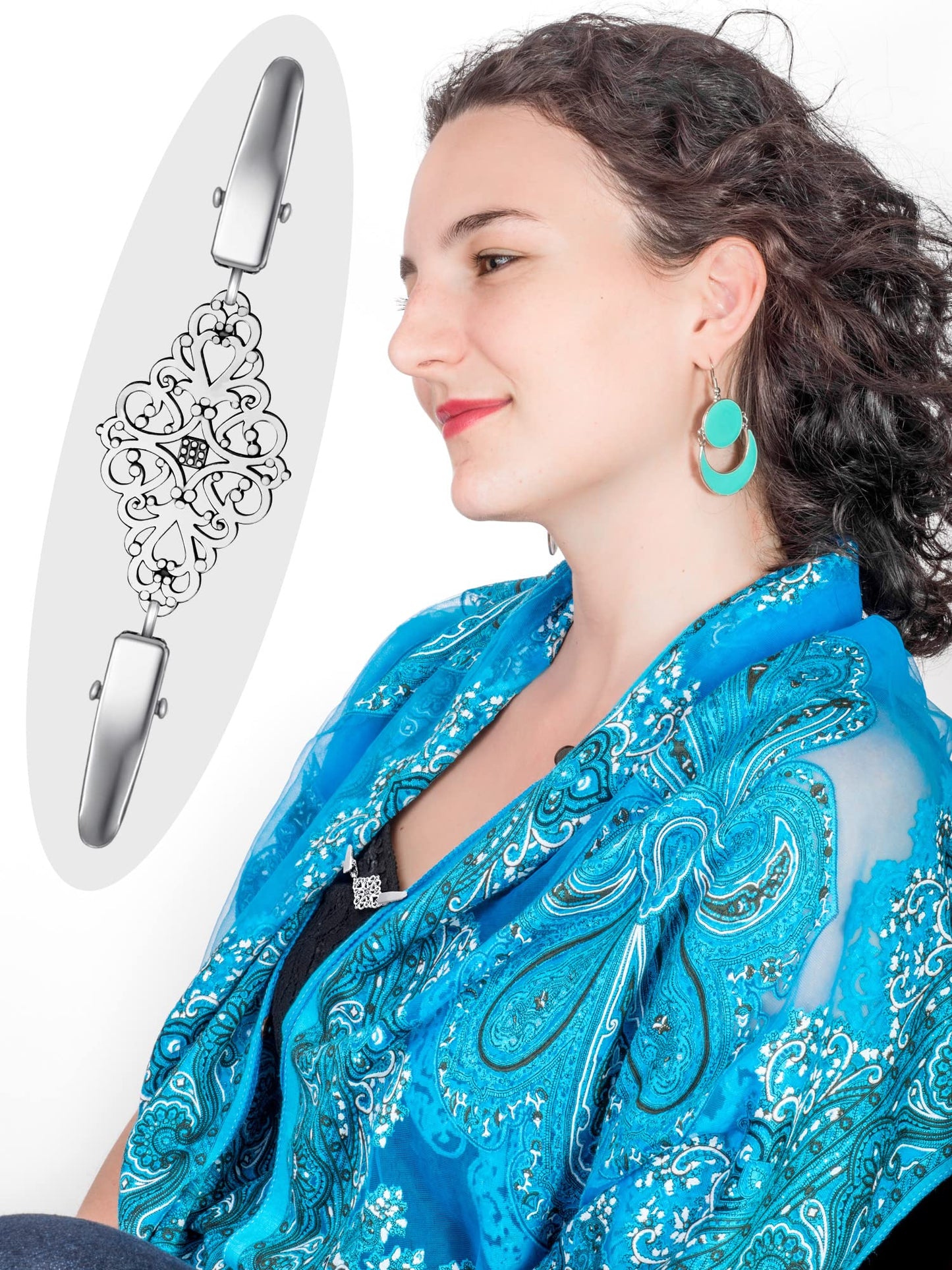 4 Pieces Vintage Sweater Shawl Clips Retro Cardigan Collar Dress Shirt Brooch Clips for Women Wearing, 4 Styles