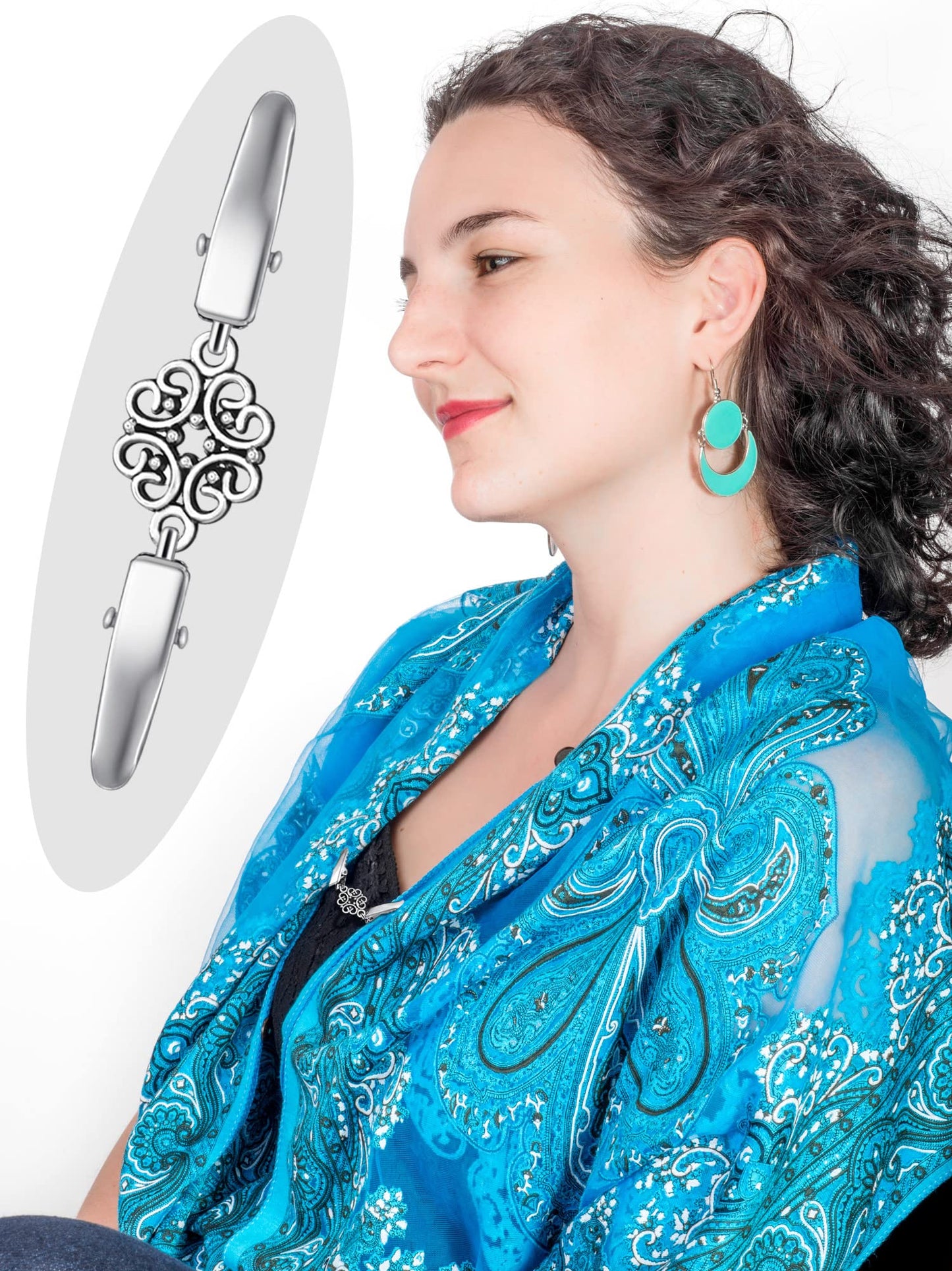 4 Pieces Vintage Sweater Shawl Clips Retro Cardigan Collar Dress Shirt Brooch Clips for Women Wearing, 4 Styles