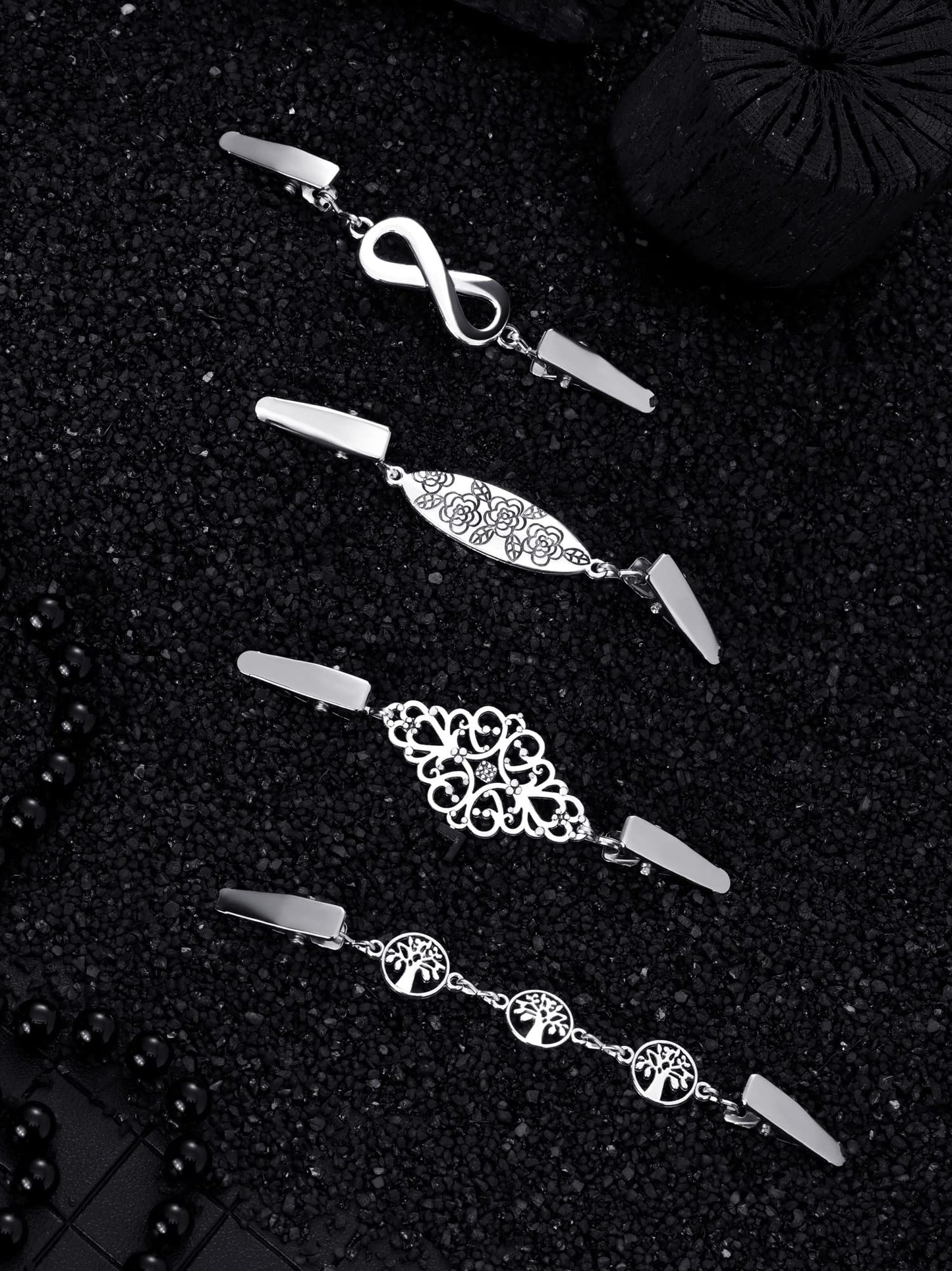 4 Pieces Vintage Sweater Shawl Clips Retro Cardigan Collar Dress Shirt Brooch Clips for Women Wearing, 4 Styles