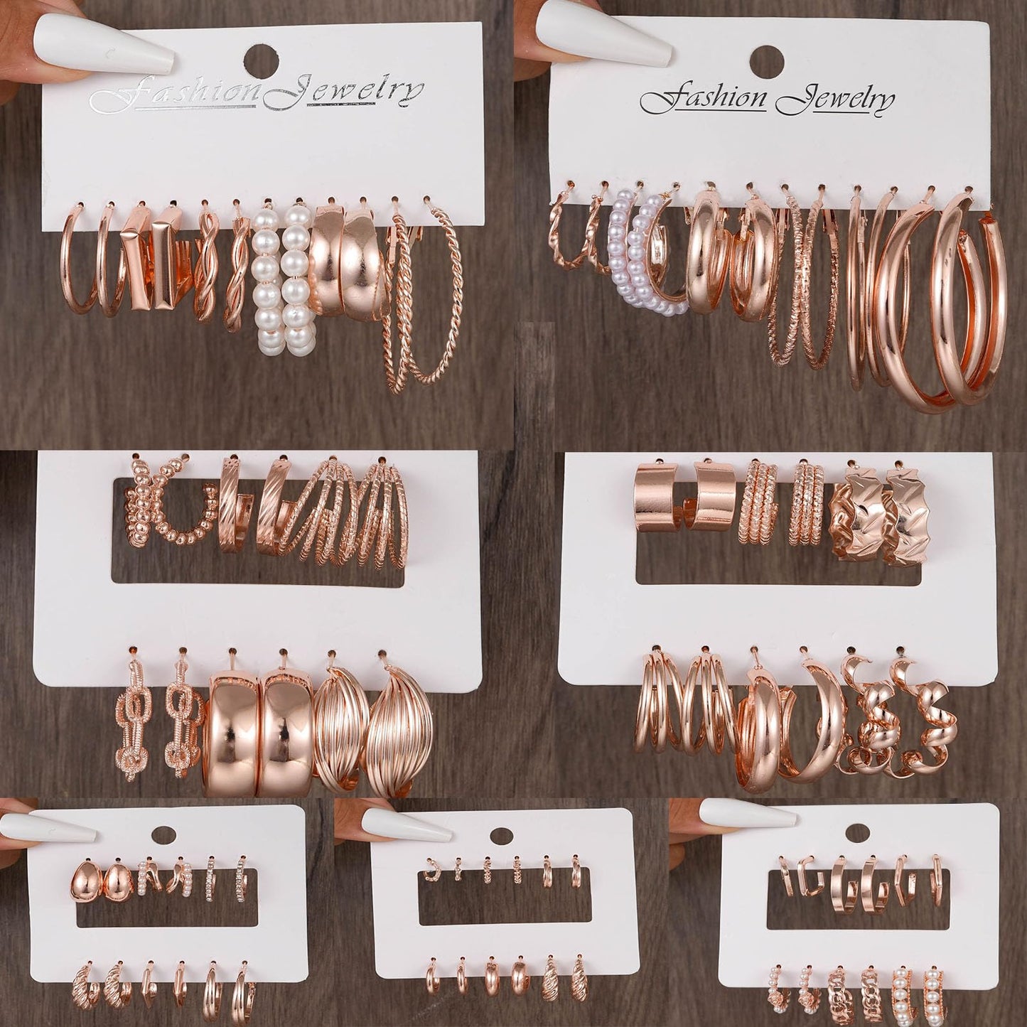 42 Pairs Gold Hoop Earrings Set for Women, Fashion Chunky Pearl Earrings Multipack Twisted Statement Earring Pack, Hypoallergenic Small Big Hoops Earrings for Birthday Party