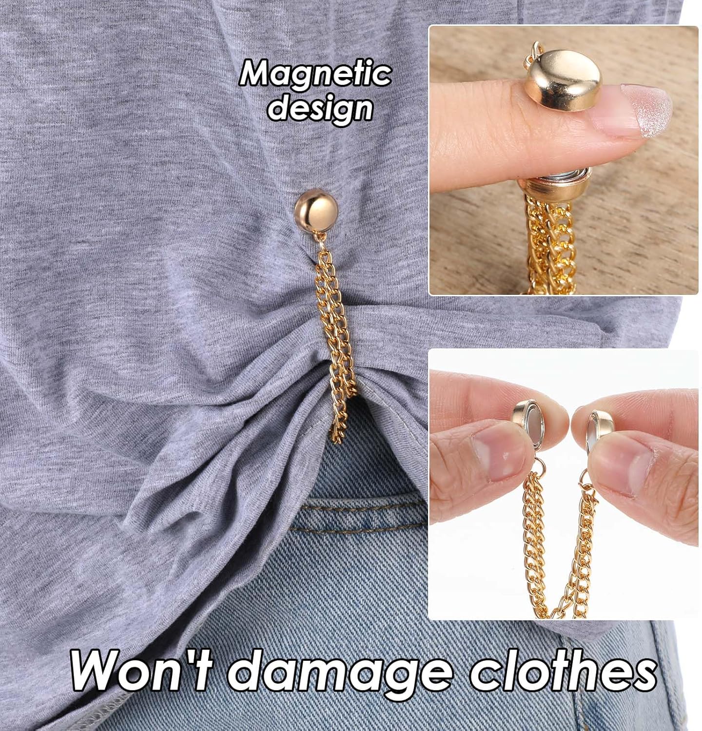 12PCS Metal Clothes Pins with Chain, Multi-Use Clothing Clips for Hijab Scarf, Muslim Dress, Shirt Sleeves & Hem, 4 Colors, Fashion Accessories for Women Sleeve Clips