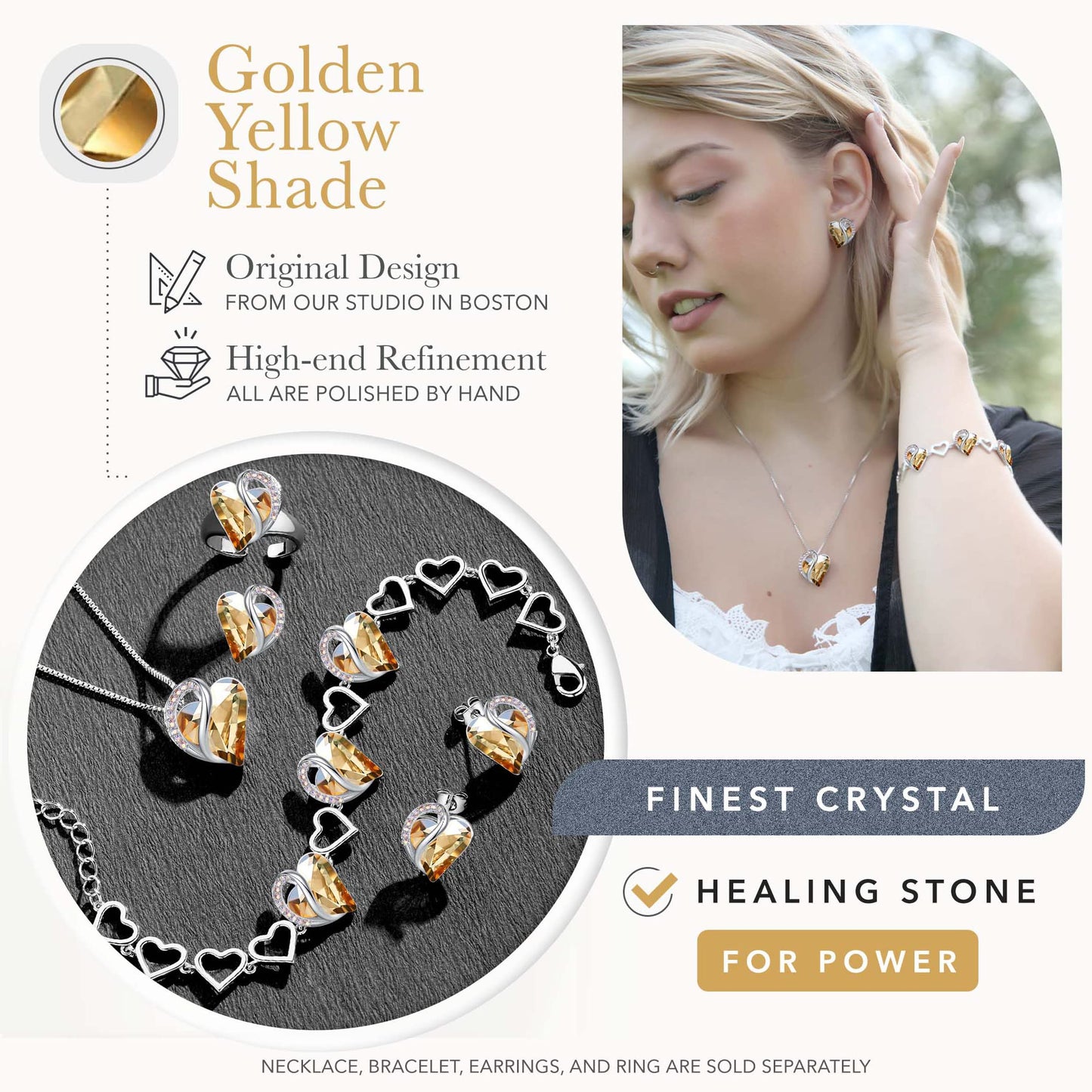 Urban Thread Infinity Love Heart Link Bracelets, Birthstone or Healing Stone Crystal Bracelet for Women, Silver Tone Jewelry Gifts for Her, 7-inch Chain and 2-inch Extender