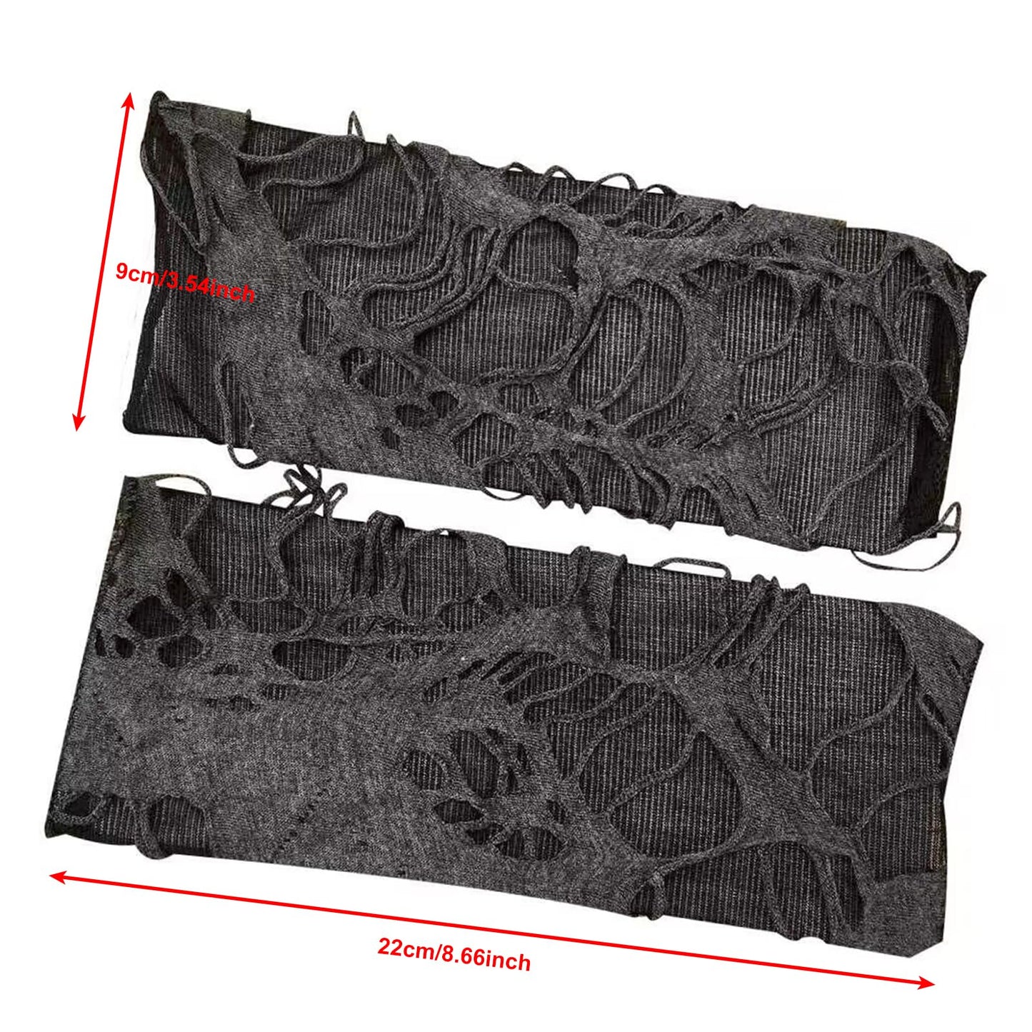 Women's Punk Fingerless Gloves Arm Warmers Black Broken Slit Ripped Gothic Gloves for Halloween Costume Party 1 Pair